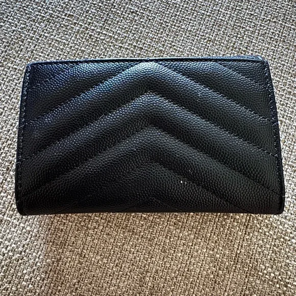 Saint Laurent (YSL) Textured Black Leather Wallet and Card Holder - Picture 2 of 5